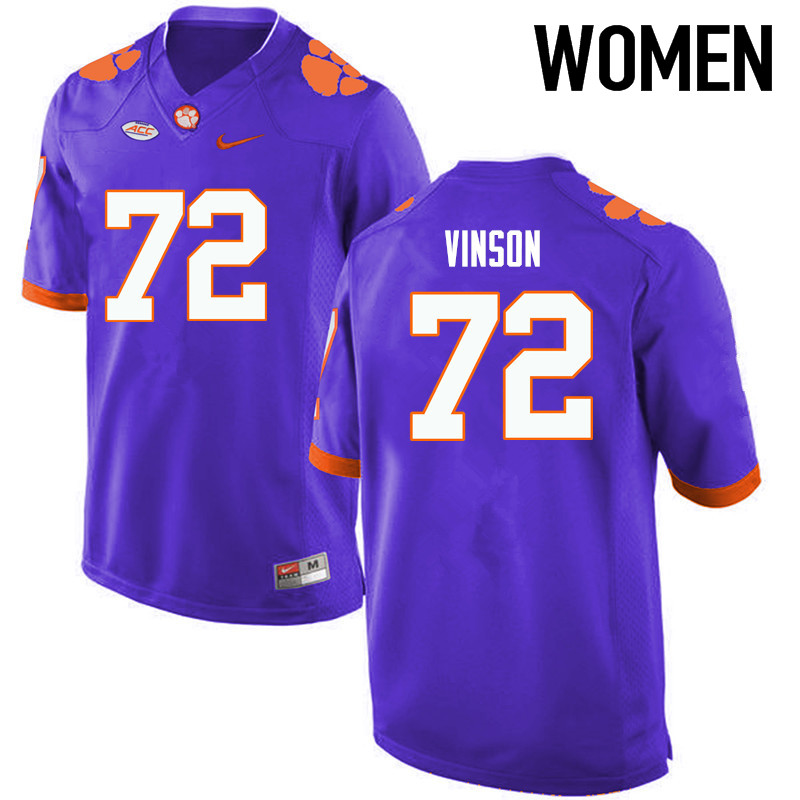 Women Clemson Tigers #72 Blake Vinson College Football Jerseys-Purple